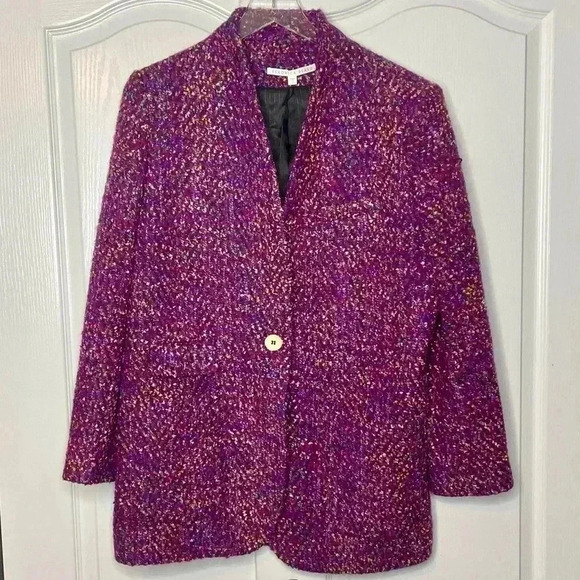 Veronica Beard Crispin‎ Open Front Sweater Coat Purple Tweed Oversized S… - Picture 13 of 13